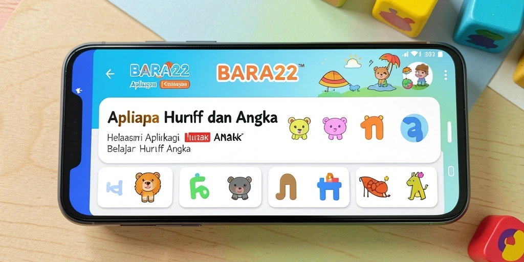 Antarmuka interaktif BARA22 untuk belajar huruf dan angka.