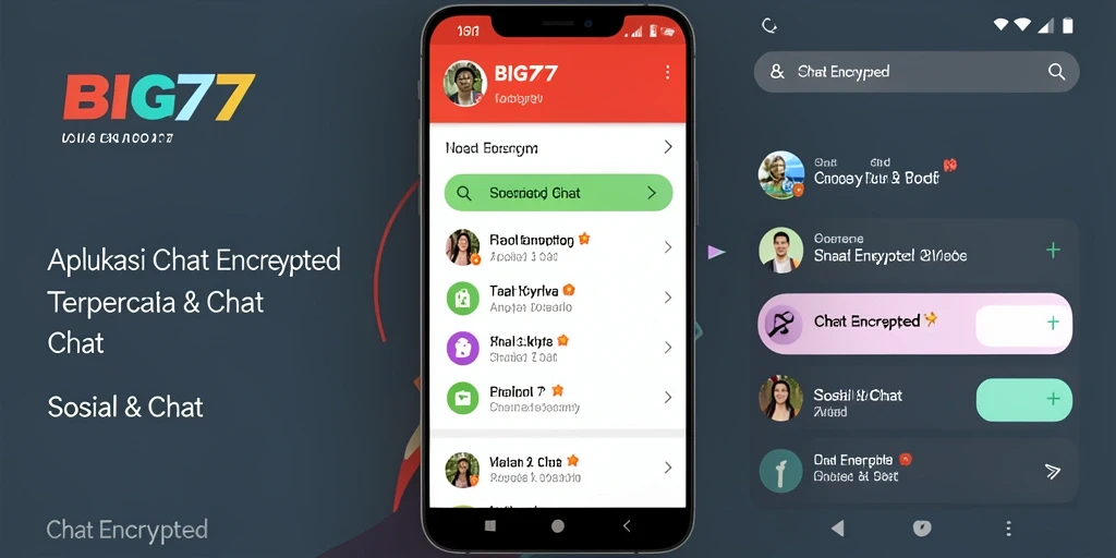 Antarmuka aplikasi BIG77 dengan fitur Chat Encrypted yang inovatif.