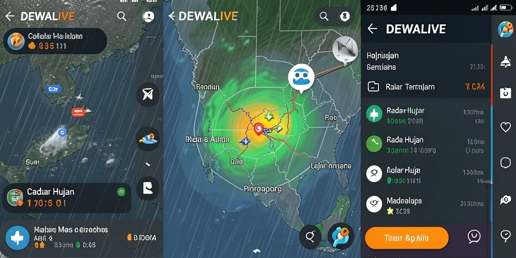 Antarmuka DEWALIVE menampilkan peta radar hujan yang interaktif.