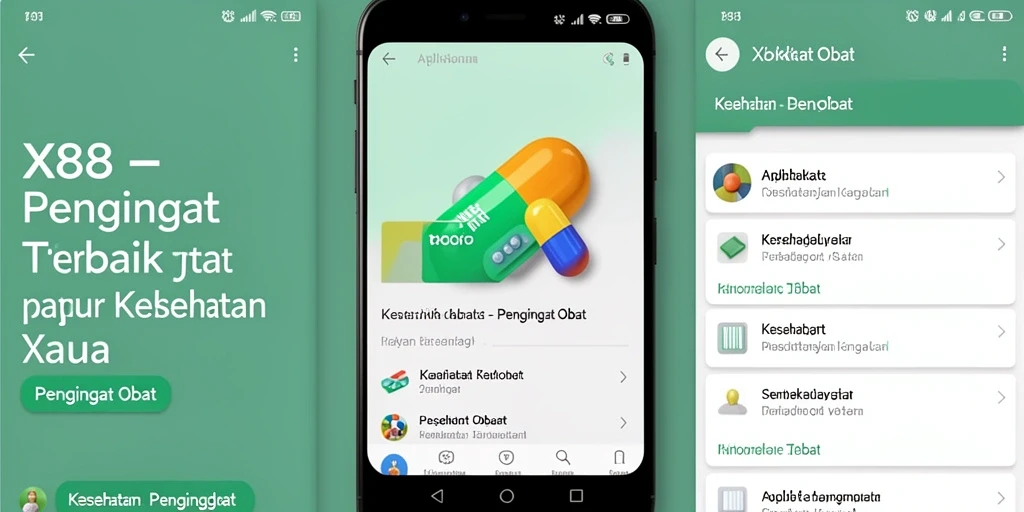 Screenshot antarmuka aplikasi X88 yang menampilkan fitur pengingat obat.